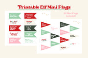 Mini Holiday Flags for the Elf | Printable Mini Pennant Flags - 24 Pack